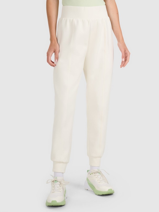 4F Spodnie dresowe joggery damskie - beżowe XL