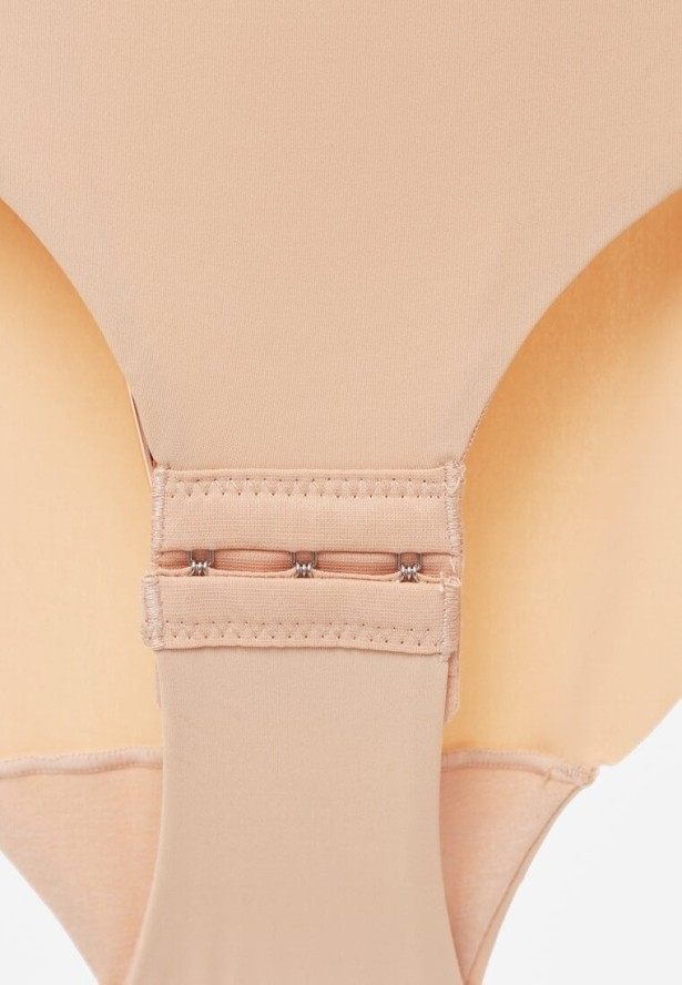 Beżowe Bieliźniane Body z Odkrytymi Plecami i Wyciętym Dekoltem Terise