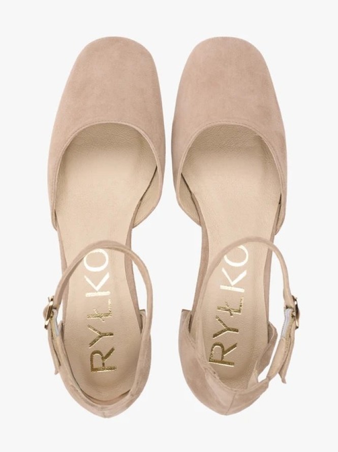 Beżowe czółenka slingback bez pięty