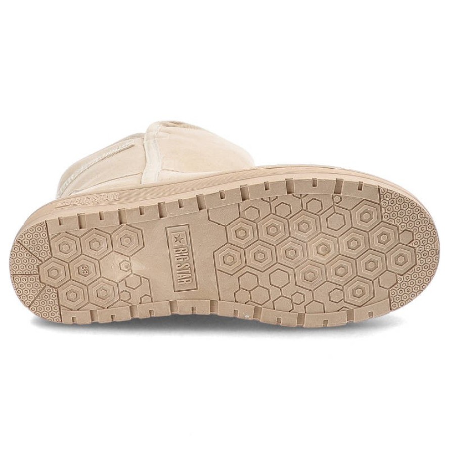 Beżowe Śniegowce Big Star Ocieplane Botki Damskie