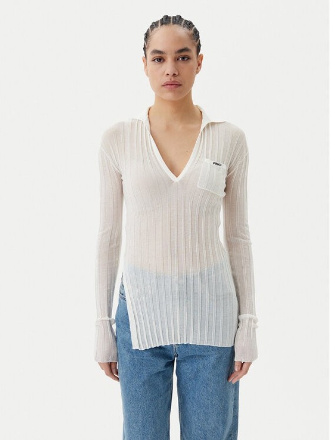 PINKO Bluzka Rex Ford Polo 105151 A2LS Biały Slim Fit