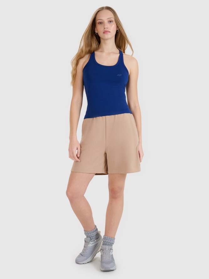 4F Top slim gładki damski - granatowy L