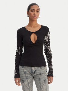 Desigual Bluzka 26SWTK18 Czarny Slim Fit