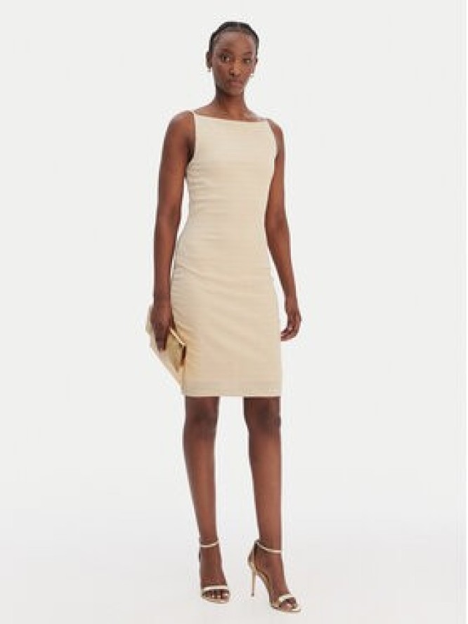 Guess Sukienka koktajlowa W6GKA1 K3488 Beżowy Slim Fit