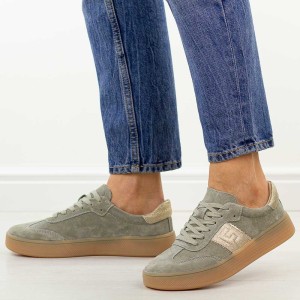 Khaki skórzane półbuty damskie Filippo Dp7543/26