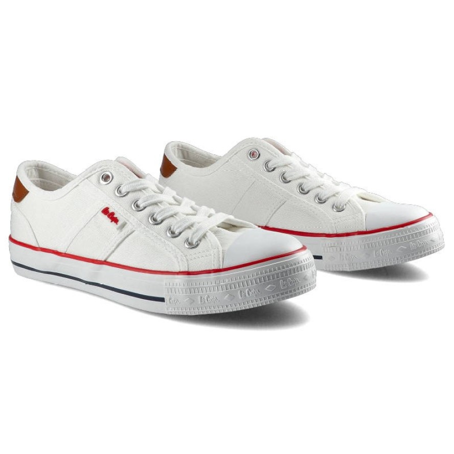 Trampki damskie Lee Cooper, znurowany fason cholewka tekstylna płócienna niska cholewka przed kostkę gumowy nosek ochronny płaska elastyczna podeszwa