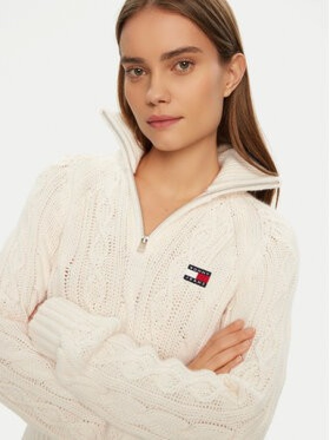 Tommy Jeans Sweter DW0DW20269 Écru Regular Fit