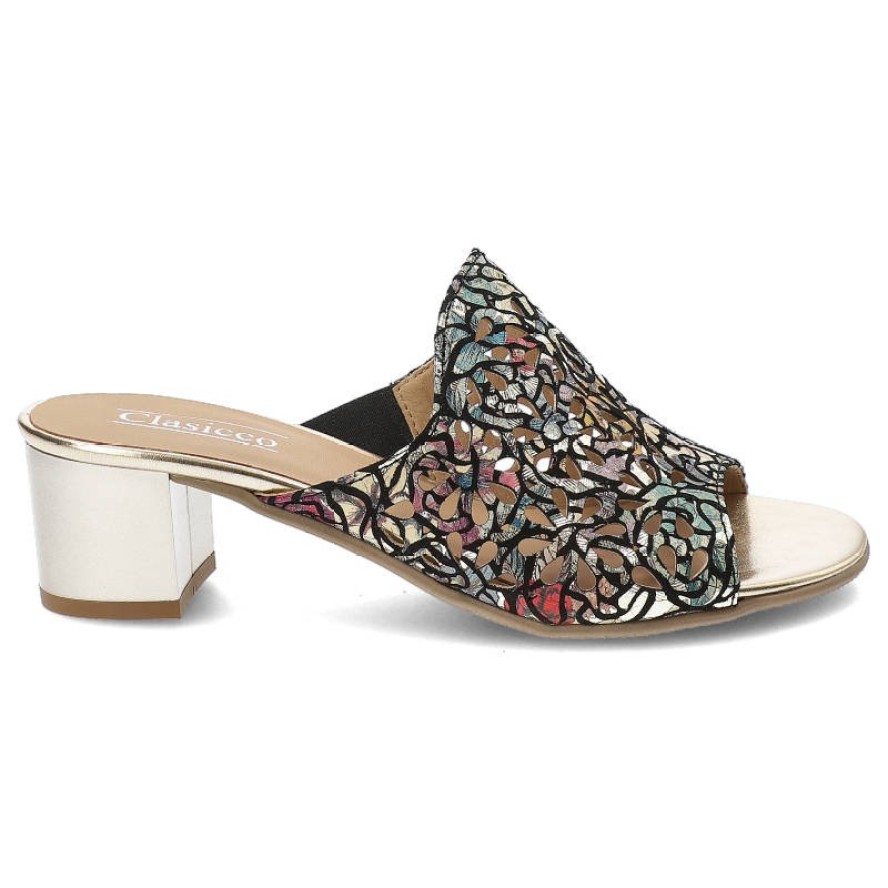 Kolorowe Klapki Clasicco Eleganckie Skórzane Obuwie