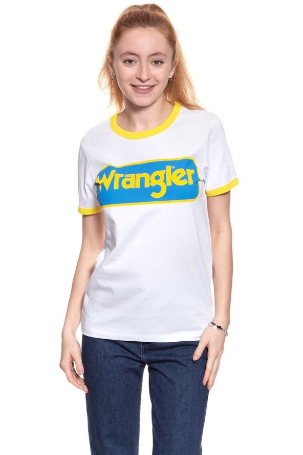 WRANGLER T SHIRT DAMSKI B&Y RINGER TEE WHITE W7C42FK12 112131689