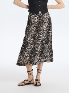 Wzorzysta spódnica z wiskozy - brązowy