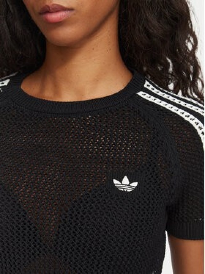 adidas T-Shirt Knitted Crochet Tee KC6481 Czarny Regular Fit