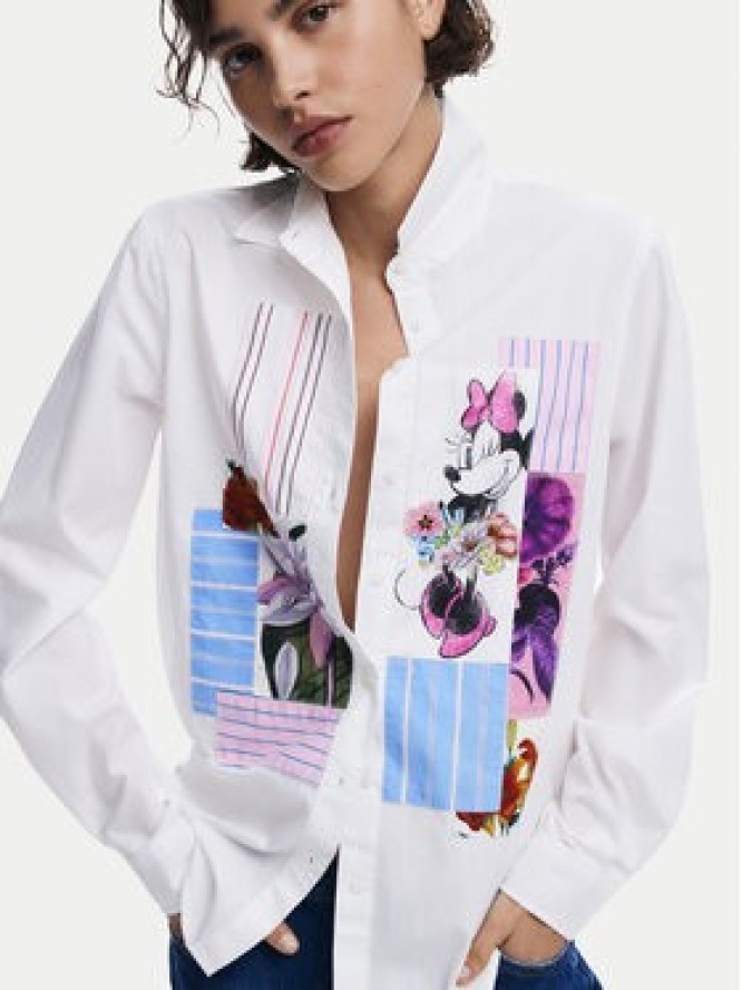 Desigual Koszula Flowers Minnie 25SWCW24 Biały Regular Fit