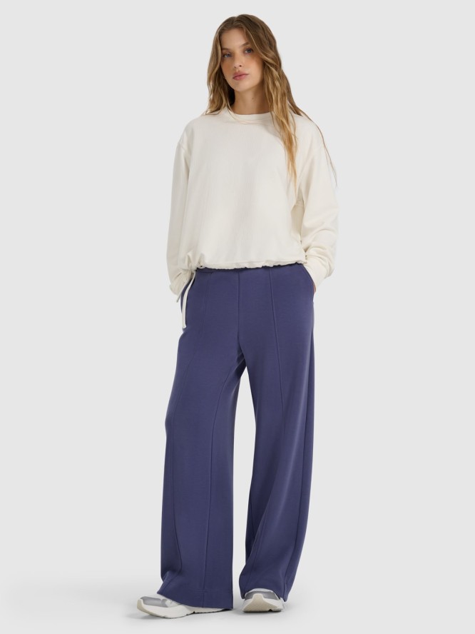 4F Bluza dresowa nierozpinana z modalem damska - biała S