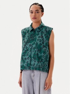 adidas Kamizelka Animal Print 3-Stripes JV6958 Zielony Loose Fit