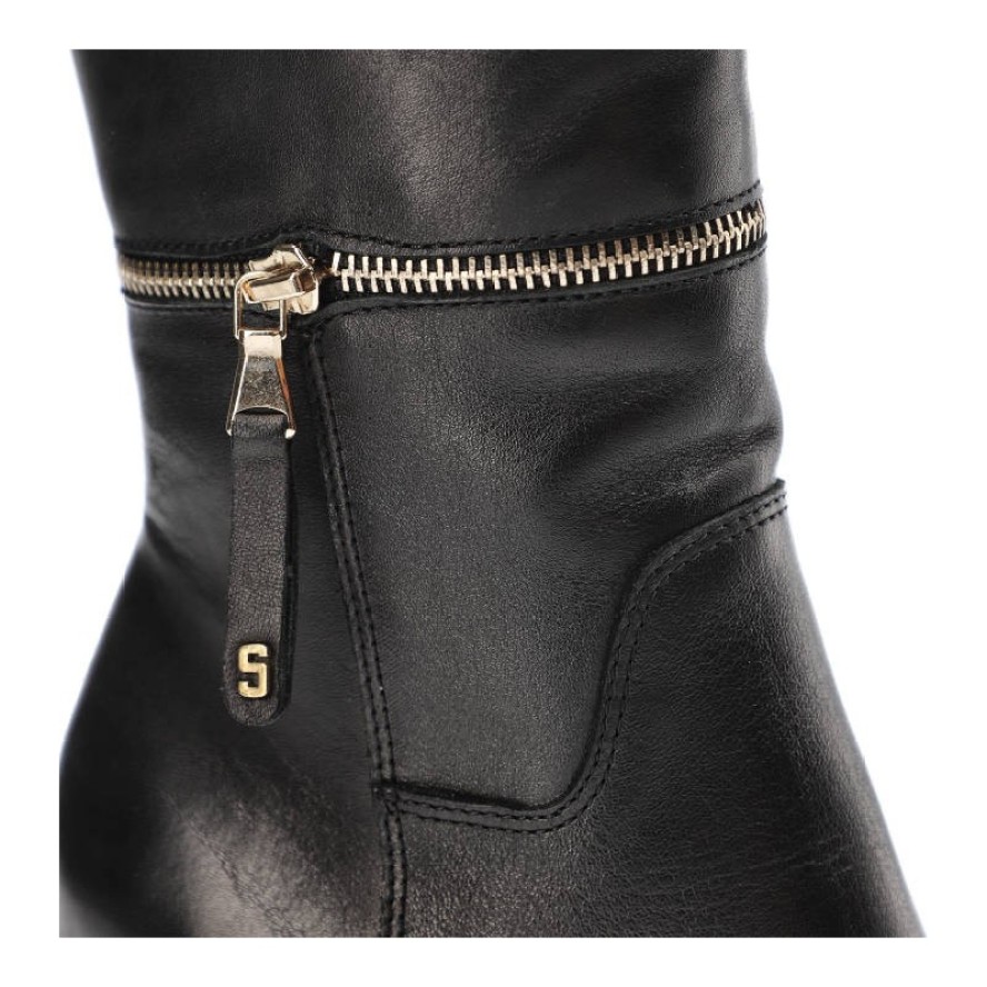 Czarne Eleganckie Botki Simen Na Obcasie