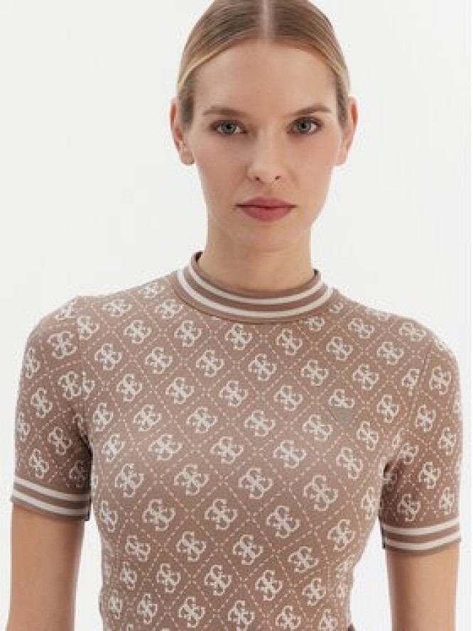 Guess T-Shirt V5BP07 K2000 Brązowy Slim Fit