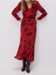 Sukienka w kwiatowy wzór - czerwony