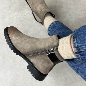 Khaki botki damskie na traperze Potocki 19314