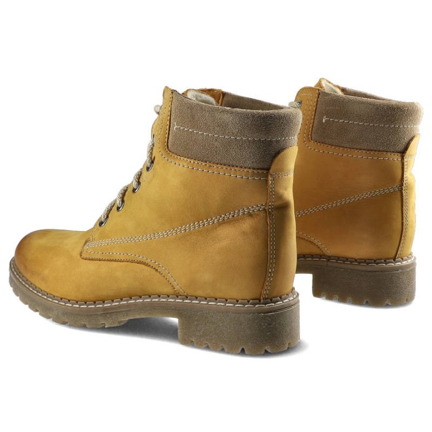 Żółte Botki Pollonus Damskie Stylowe Obuwie