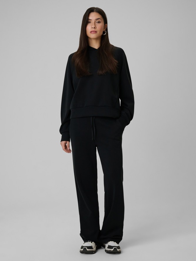 4F Bluza dresowa regular z kapturem damska - czarna S