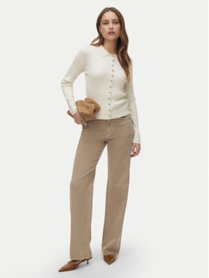 Vero Moda Jeansy Tessa 10288257 Beżowy Wide Leg