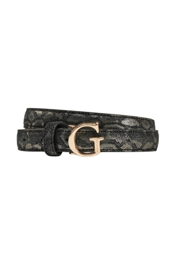 GUESS Czarny damski pasek z printem węża Adj Belt H30, Rozmiar XS