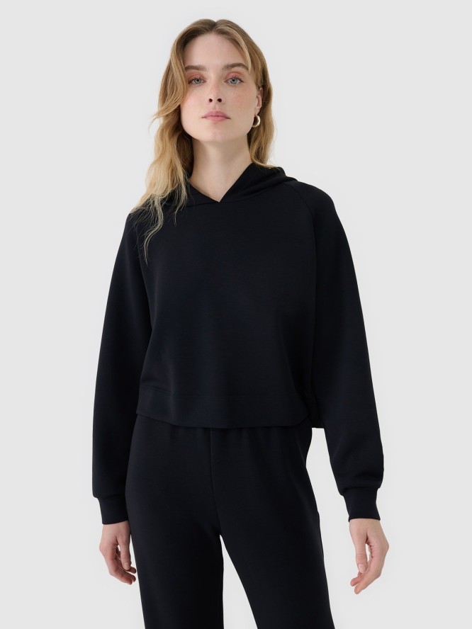 4F Bluza dresowa nierozpinana z modalem damska - czarna XL