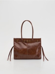 Torebka z ozdobnym paskiem - brązowy