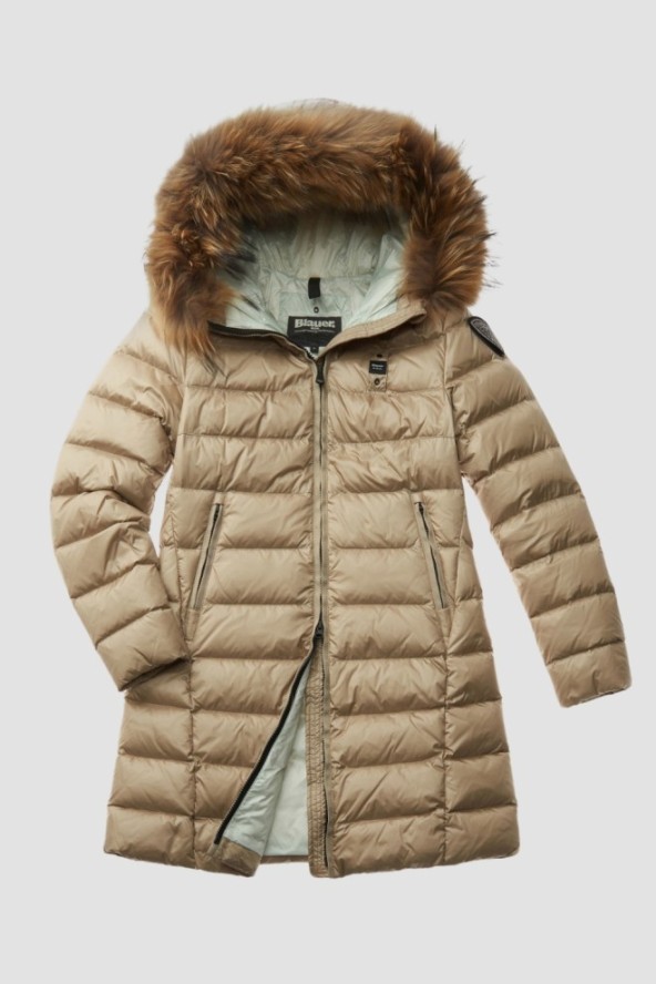 BLAUER Beżowa damska kurtka Kristin Raincoat Long Jackets, Rozmiar XL