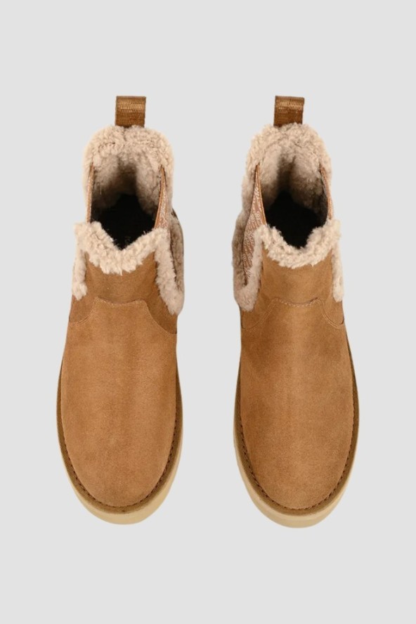 KARL LAGERFELD Karmelowe damskie śniegowce SKYLAR, Rozmiar 40