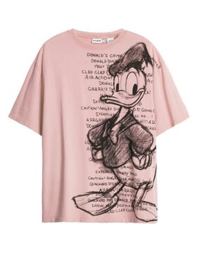 Desigual T-Shirt Donald 25SWTKAH Różowy Loose Fit