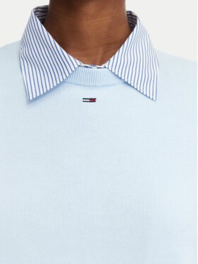 Tommy Jeans Sweter Essential DW0DW20159 Niebieski jasny Regular Fit