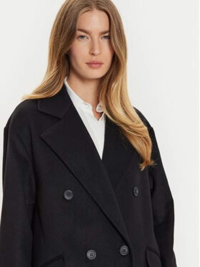 TWINSET Płaszcz wełniany 242TT2203 Czarny Loose Fit