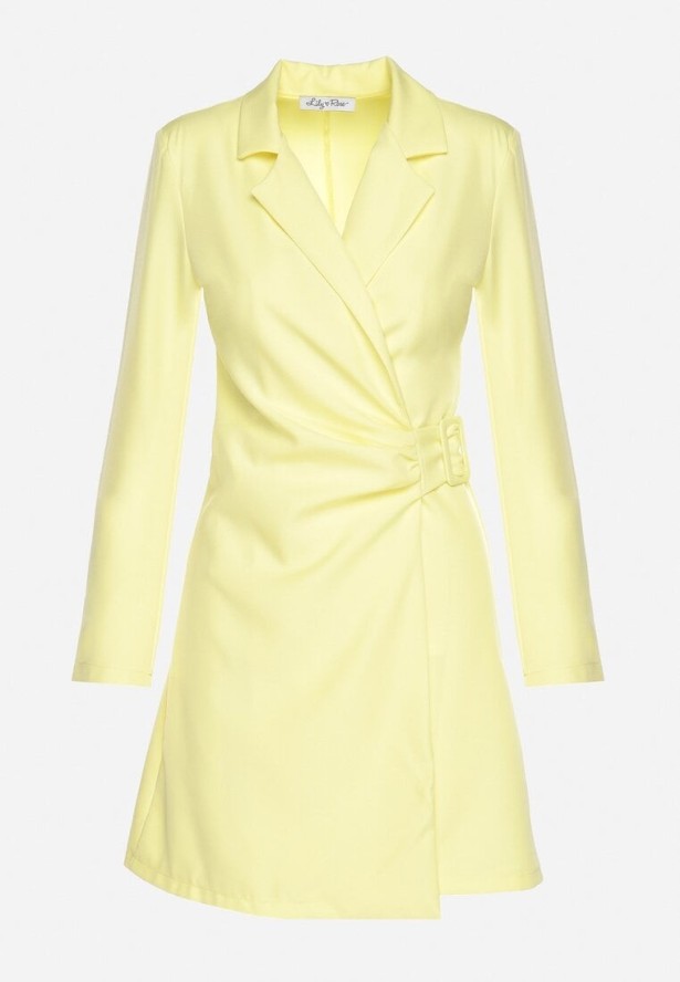 Żółta Kopertowa Sukienka o Fasonie Marynarki Arelisa