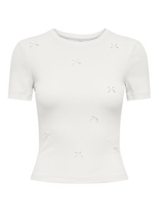 ONLY T-Shirt Femke 15369336 Kremowy Slim Fit
