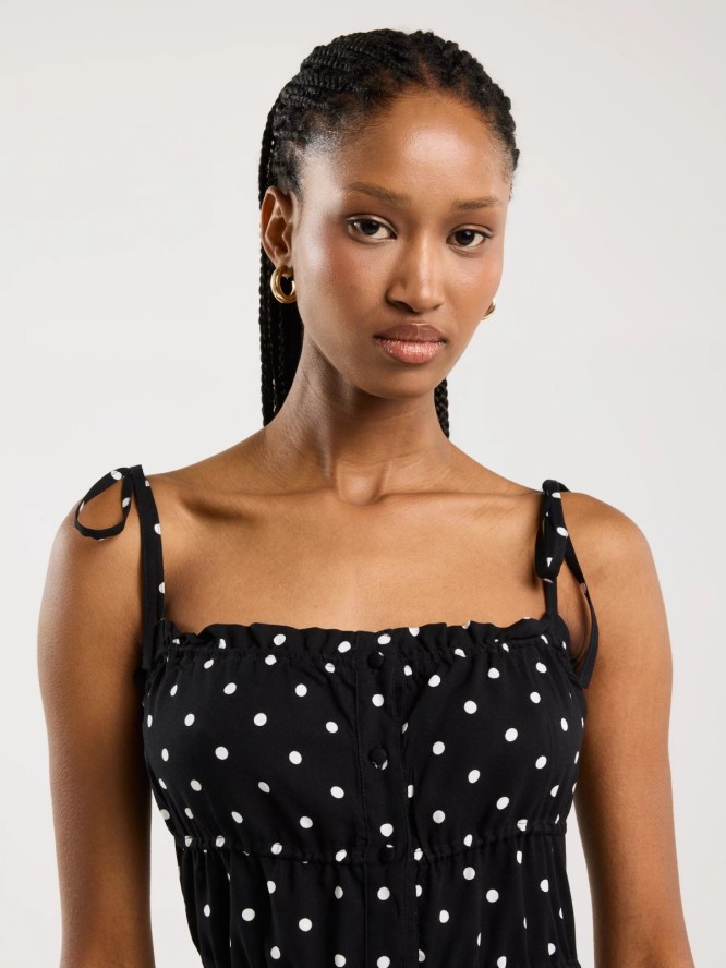 Sukienka damska mini z wiskozy w kropki czarna Casie 906