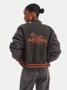 RVCA Kurtka bomber Ryan 23B163507 Szary Regular Fit