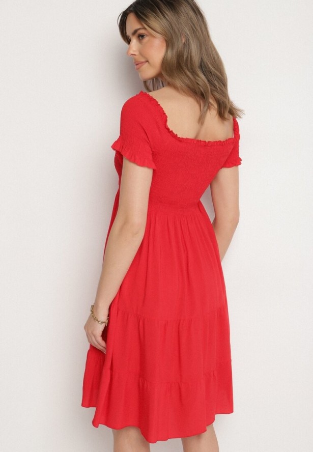 Czerwona Bawełniana Sukienka Typu Hiszpanka Tolowena