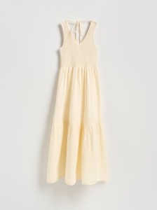 Sukienka midi z muślinu - kremowy