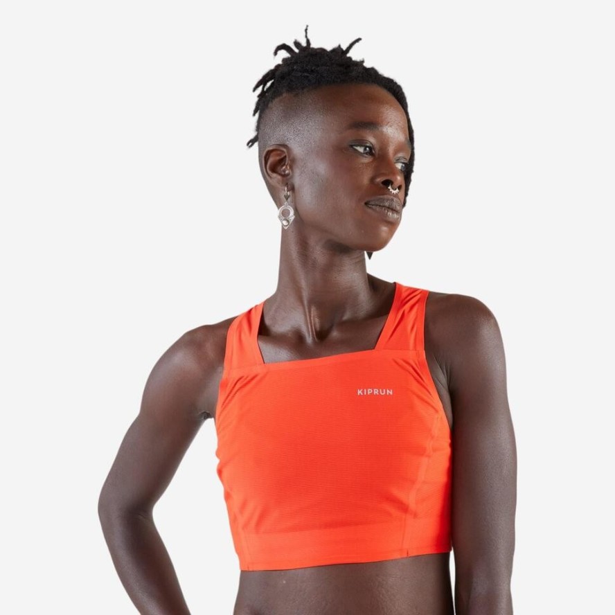 Koszulka do biegania bez rękawów damska Kiprun 900 Light crop top