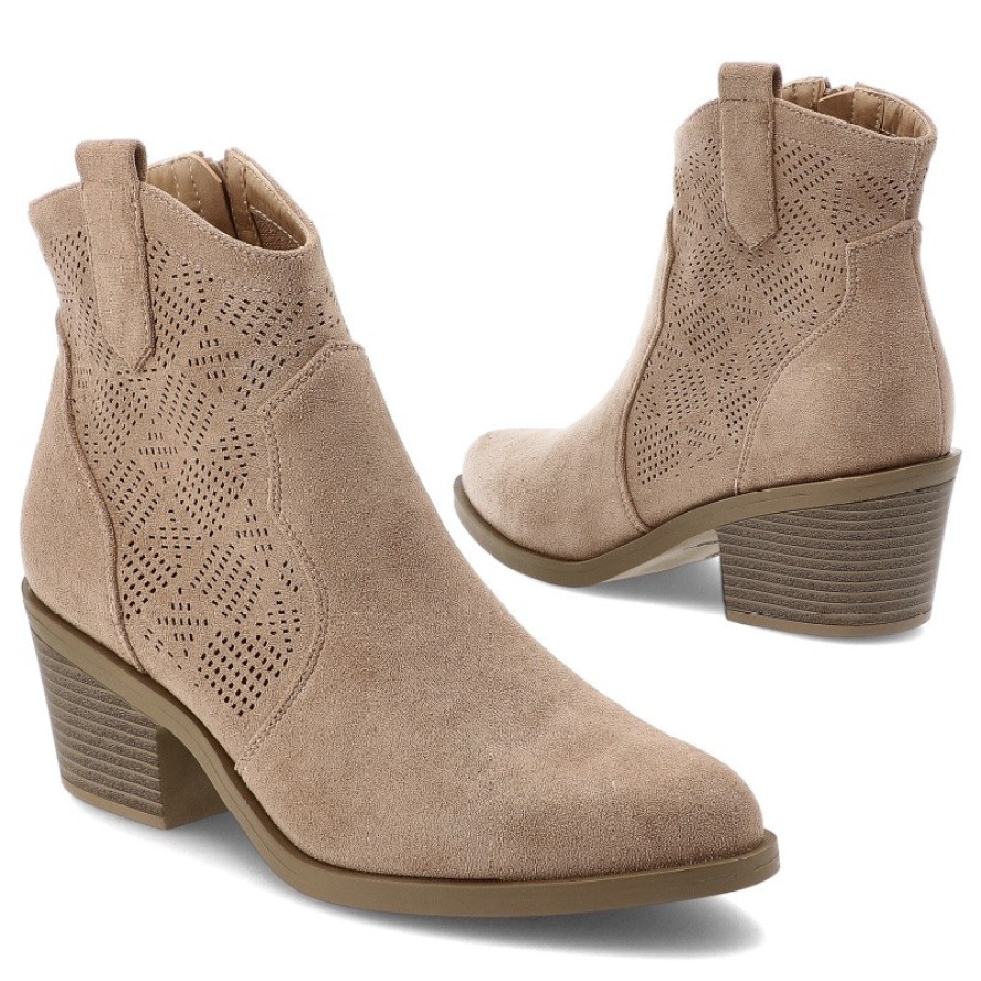Beżowe Kowbojki S.Barski Stylowe Obuwie Damskie