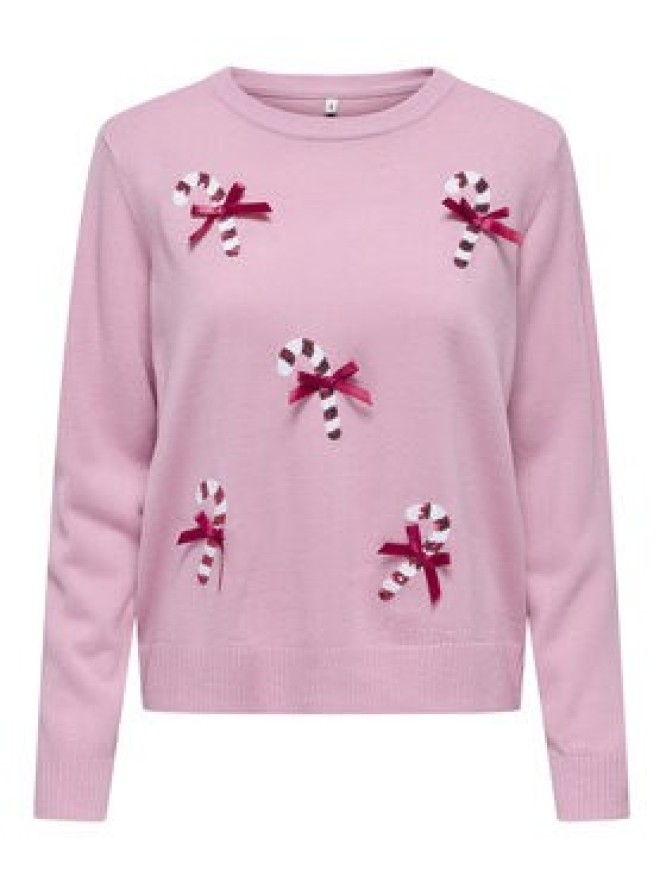 ONLY Sweter Xmas Shine 15355004 Różowy Regular Fit