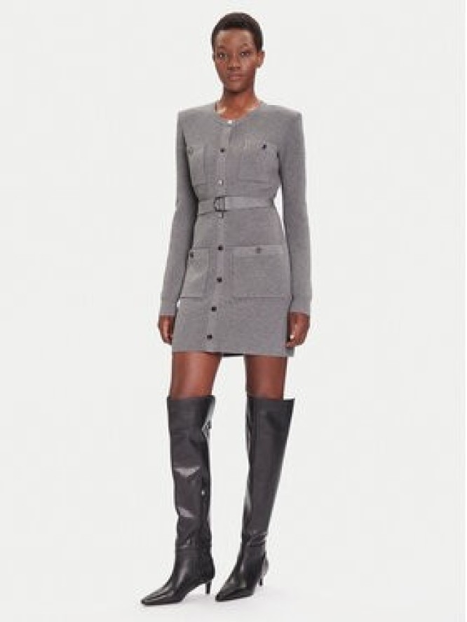 Liu Jo Sukienka dzianinowa MF5371 MS99E Szary Slim Fit