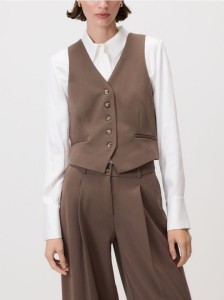 Garniturowa kamizelka z wiskozą - brązowy