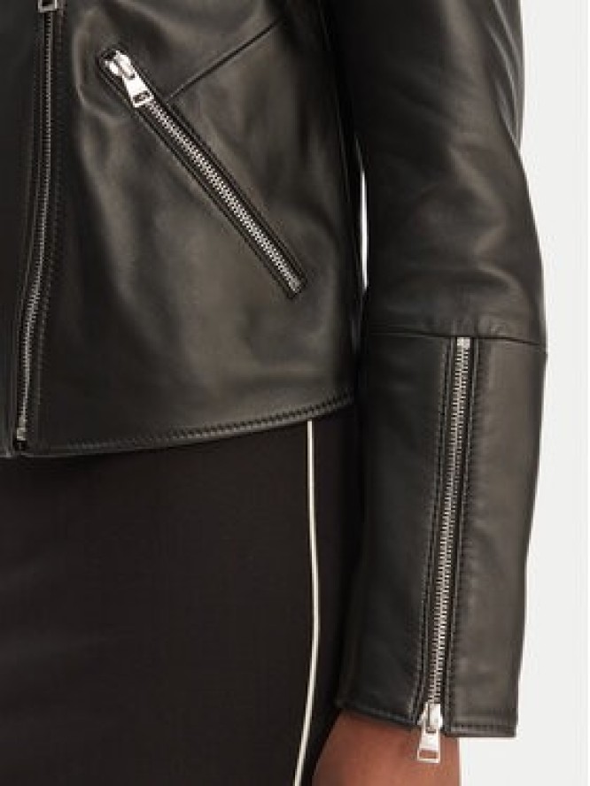 HUGO Kurtka skórzana Lujana 50551255 Czarny Regular Fit