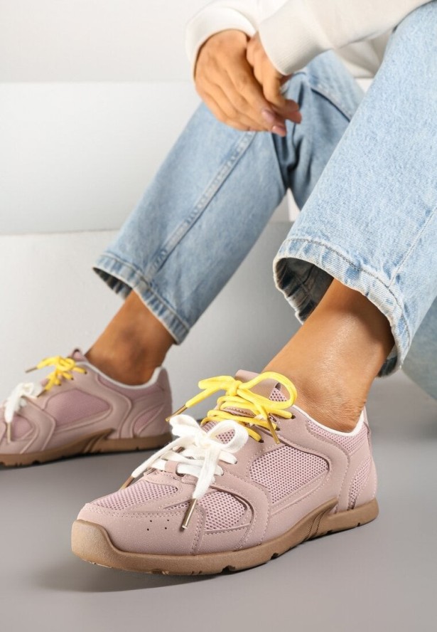 Różowe Sneakersy z Podwójnymi Sznurówkami Terfitra