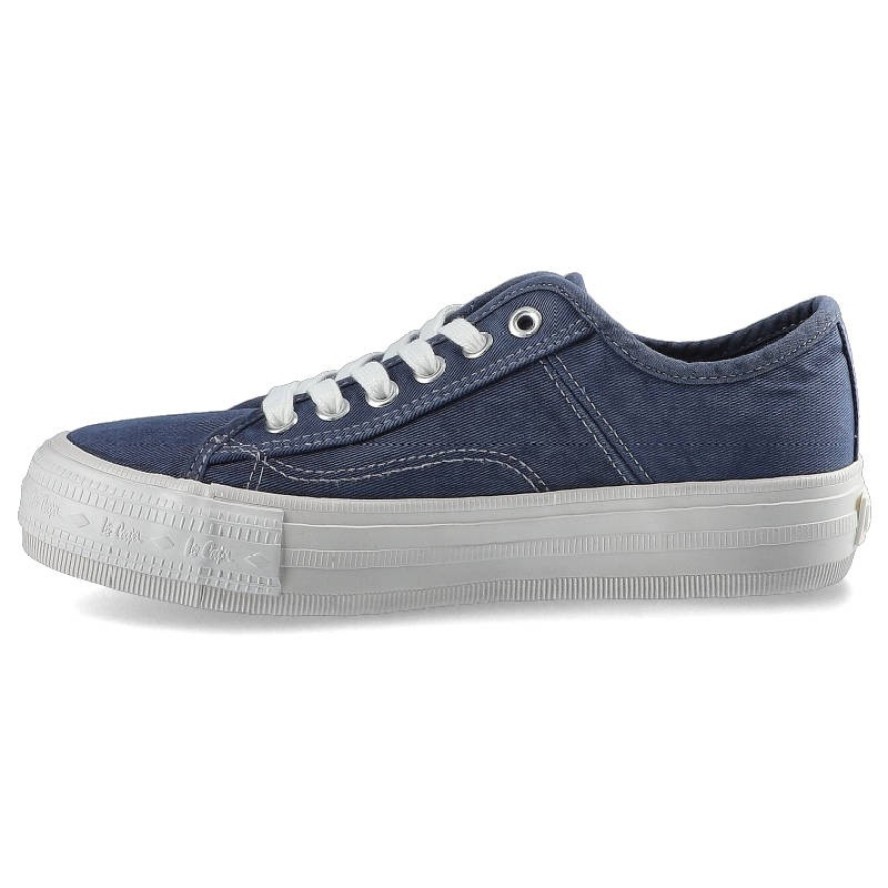 Trampki damskie Lee Cooper, sznurowany fason cholewka tekstylna płócienna niska cholewka przed kostkę gruba platformowa podeszwa gładka klasyczna for