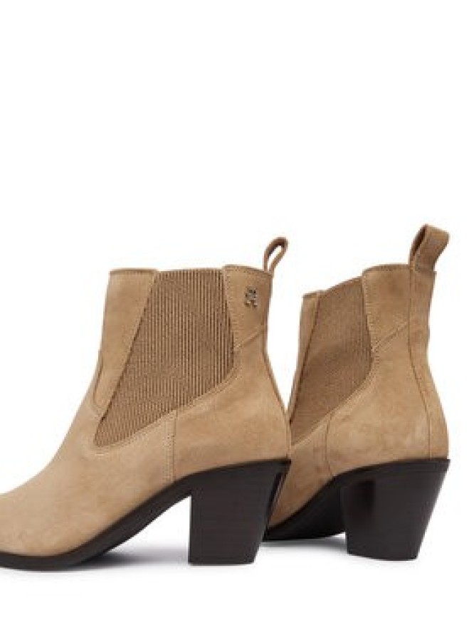 Tommy Hilfiger Botki Suede Western Chelsea Boot FW0FW09581 Beżowy