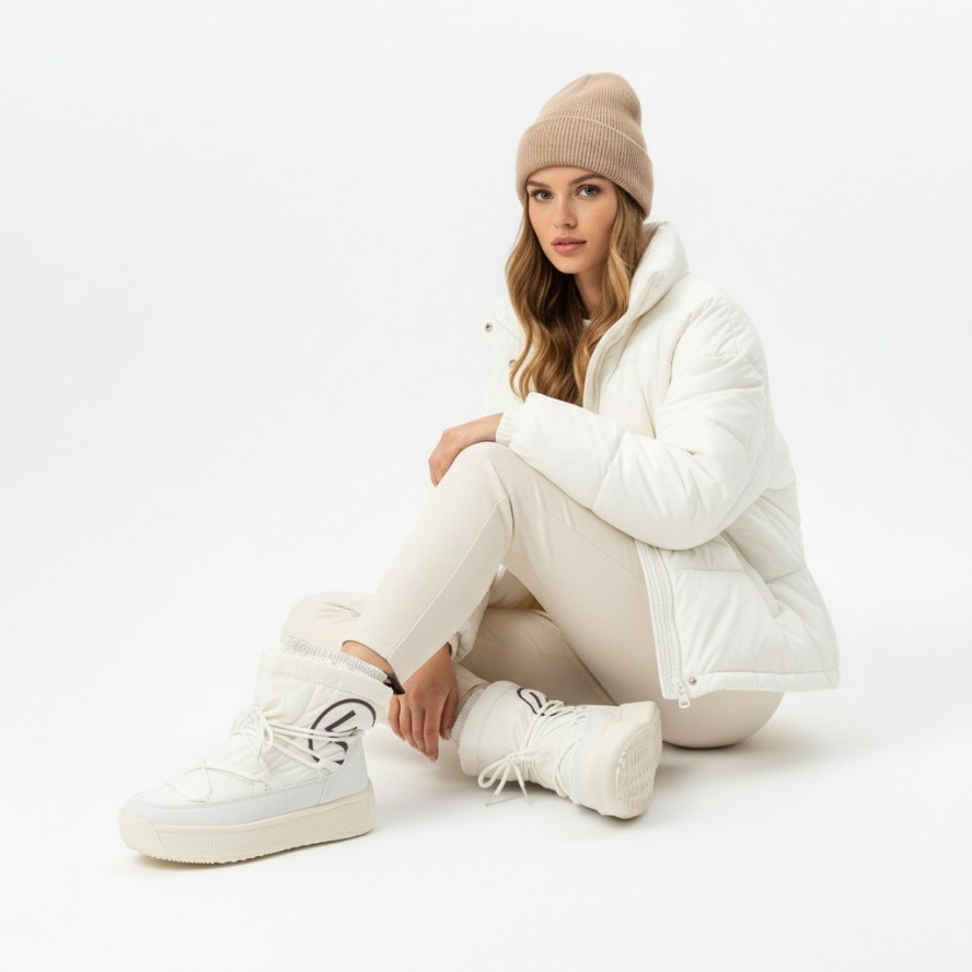 Białe Śniegowce Filippo Ciepłe Buty Damskie Na Platformie