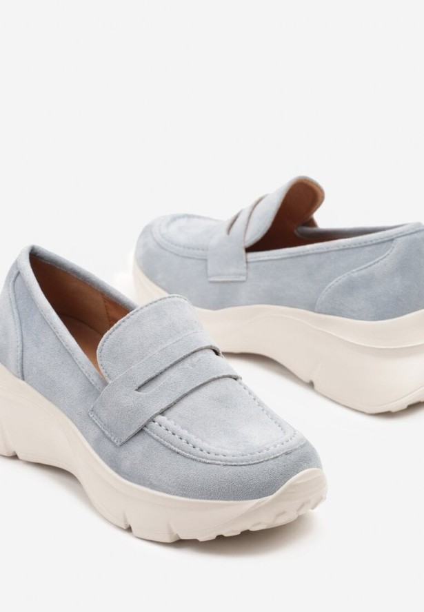 Niebieskie Półbuty Mokasyny na Grubej Podeszwie Viannae